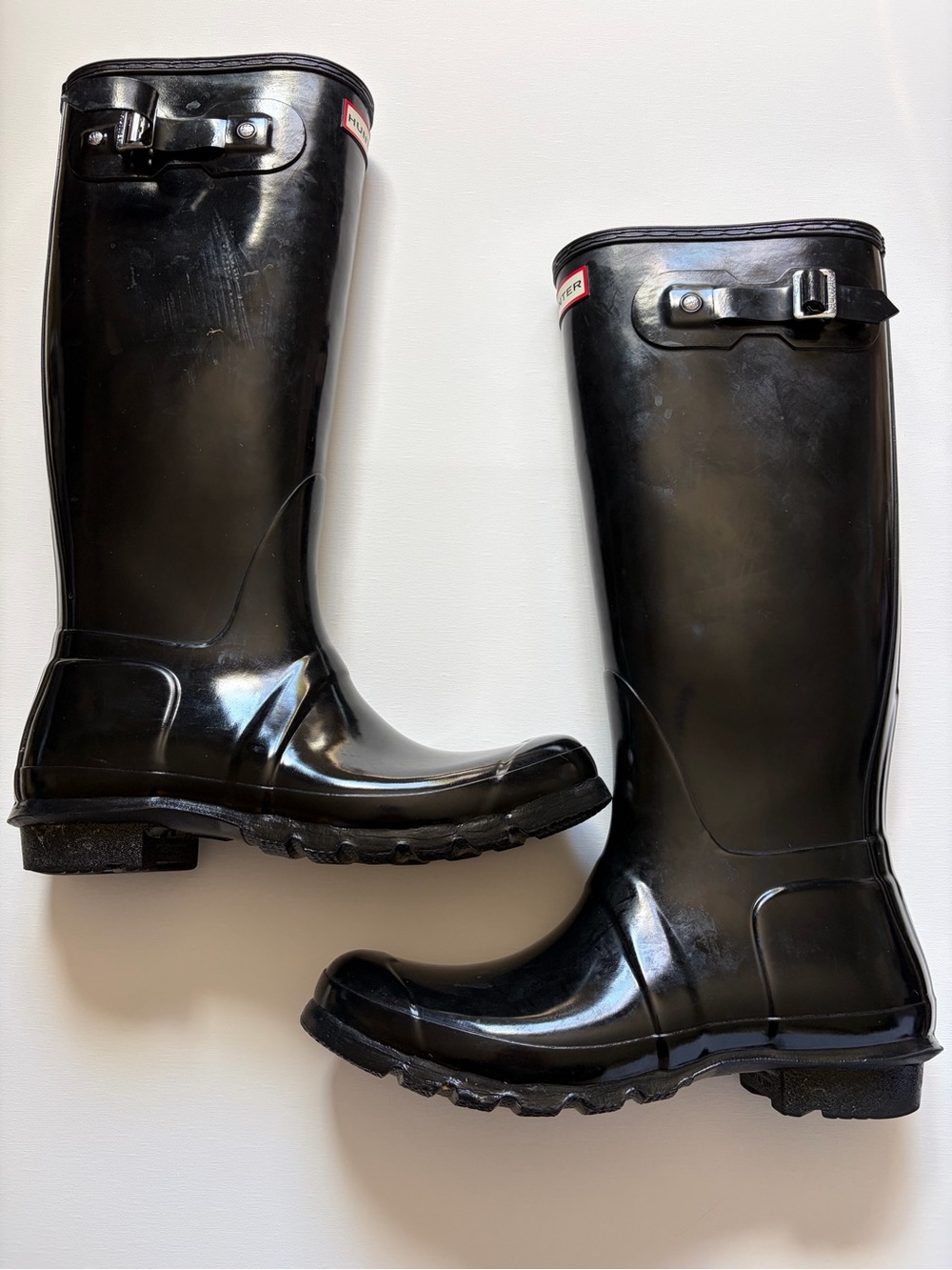 Hunter Glossy Black Knee-High Rain Boots